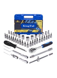 اشتري 46pcs1/4-Inch KINGTUL Car Repair Tool CrV Ratchet Wrench Drive Socket Set Socket Wrench Set in Plastic Carrying Case في الامارات