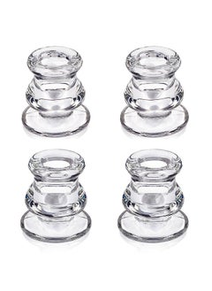 Buy Candlestick Holders Bulk - 4PCS Taper Candle Holders for Table Centerpiece - Thick Glass Candle Holders for Wedding, Party and Festival Decoration in UAE