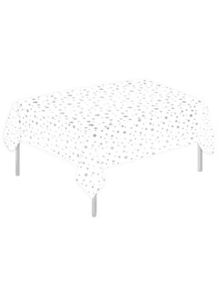 اشتري Plastic Star Tablecloth for Rectangle Table 54" x 72" Disposable Table Cover for Bridal Shower Wedding Birthday Party Decorations (Silver) في الامارات