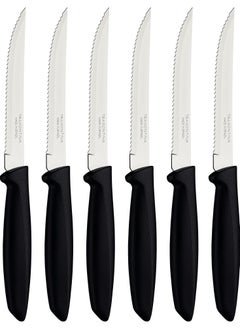 Buy Brazil Plenus 6 Pieces Steak and Fruit Knife Set with Stainless Steel Blades and Black Polypropylene Handles in UAE