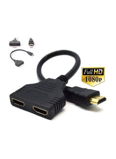 اشتري keendex kx1763  HDMI Male to Dual HDMI Female 1 to 2 Way Splitter Adapter Cable 1080P Converter, HDMI Male to Dual HDMI Female cable  10cm black في مصر