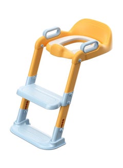 Buy Baby Potty Training Seat with Ladder - Safe and Comfortable Toddler Toilet Seat with Adjustable Steps, Non-Slip, Foldable, Easy to Clean, Blue/Yellow in UAE