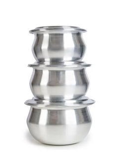 Buy Aluminum pot set, 3 pots with lid in Saudi Arabia