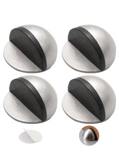 Buy 4Pcs Self Adhesive Floor Door Stoppers Stainless Steel Door Stopper Polished Oval Half Moon with Glues for Protect of Wall Hard Floor Glass Door for Home School Office Floor Silver in Saudi Arabia