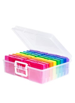 اشتري Clear 4" x 6" Photo Box, Clear Craft Keeper with Handles, 16 Inner Boxes, Plastic Organiser في الامارات