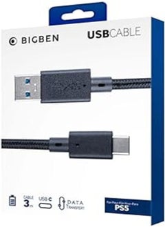 Buy Bigben ps5 usb-c cable charging and data cable, braided, 3m, black in Egypt