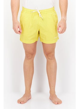 Buy Men Embroidered Logo Board Shorts, Yellow in UAE