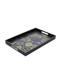 Buy Black Rectangular Floral Serving Tray in Saudi Arabia