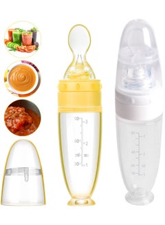 Buy 2 Pieces Silicone Baby Spoons Baby Feeding Spoon with Standing Base for Infant 0-24 Months Dispensing and Feeding in Saudi Arabia