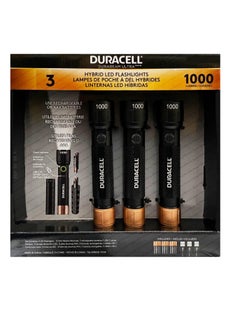 Buy 3-Piece Durabeam Ultra Hybrid LED Lightweight Flashlights with 3 Mode Functions - 1000 Lumens, With 12 duracell AAA alkaline batteries and 3 USB Cables in UAE