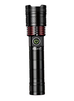 Buy FLEXY SUPER LIGHT Rechargeable Flashlight - 500m Range, Zoom, Aerospace Aluminum, Silicon Switch, Unbreakable Lens, Anodized Finish, 2-Year Warranty, Ultra-Durable, Super Bright, Portable in Saudi Arabia