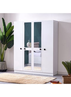 Buy Star 4-Door Wardrobe with 2 Mirrors 158.8 x 195.2 x 50 cm in Saudi Arabia