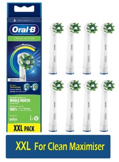 Buy 8-Piece Cross Action Clean Maximiser Edition Replacement Head for Electric Toothbrush XXL Powered by Braun in UAE