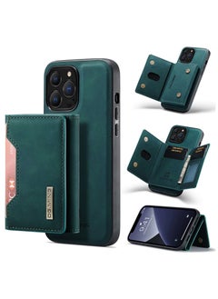 Buy CaseMe Wallet Case for iPhone 13 Pro MAX DGMING Premium Leather Phone Case Back Cover Magnetic Detachable with Trifold Wallet Card Holder Pocket - Green in Egypt