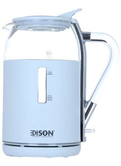 Buy Edison electric kettle, glass, 1.5 liters, 2200 watts - grey in Saudi Arabia