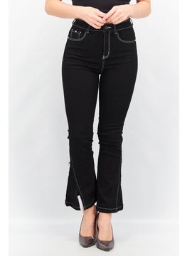 Buy Women Regular Fit Plain Stretchable Jeans, Black in UAE