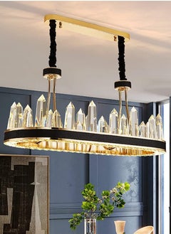 Buy Modern LED crystal chandelier, black + gold, sparkling, with 3 lighting colors, suitable for all tastes, with a 5-year warranty, TEC Light for modern lighting in Egypt