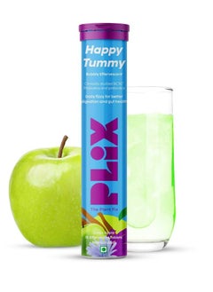 Buy The Plant Fix Happy Tummy Pre+Probiotic Effervescent Tablets Green Apple 15 Tabs in UAE