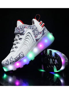 اشتري New Double Wheel Skate Shoe Luminous Pulley Shoes في الامارات