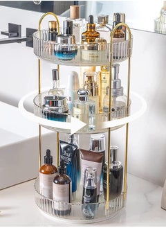 Buy Rotating Makeup Organizer for Vanity 3 Tier, High-Capacity Skincare Clear Make Up Storage Perfume Organizers Cosmetic Dresser Organizer Countertop 360 Spinning in Saudi Arabia