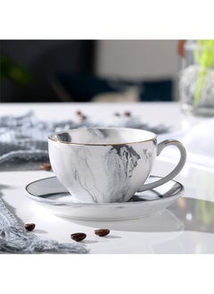 Buy 2-Piece High-Fired Ceramic Voguish Unique Painted Edge Cup And Saucer Set in UAE