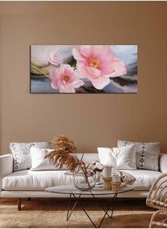 Buy Framed Canvas Wall Art Stretched Over Wooden Frame, Panorama Orientation Flowers Painting, For Home, Living Room, Office Décor in Saudi Arabia