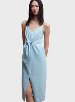 Buy Knot Detail Front Slit Dress in UAE