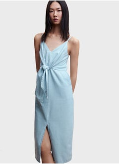 Buy Knot Detail Front Slit Dress in UAE