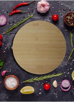 اشتري Round Wooden Cutting Board 30x30x0.4 Cm Light Brown في الامارات