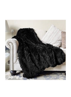 Buy Blankets Winter Beds sofa Blanket Double Layer Fluffy Soft Warm Home Decor Imitated Faux Fur Mink Blanket black in UAE