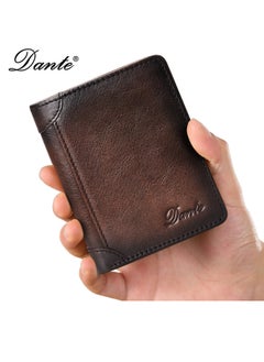 Buy Men's Leather RFID Anti-theft Vertical Wallet (Retro Brown) in Saudi Arabia