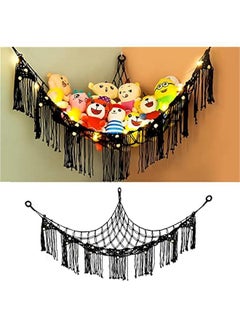 Buy Stuffed Animal Net, Stuffed Animal Hammock with LED light Wall Mesh Toy Net Hammock for Stuffed Animals Corner Hanging Toy Storage Organizer Plush Toy Net for Kids’ Play Room Bedroom Black in UAE