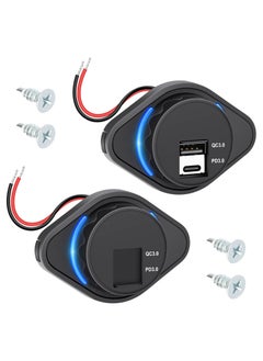 Buy 12V USB Outlet 2PCS, USB C Outlet Socket, 2024 Upgraded Dual PD3.0 and QC3.0 24W Car USB Ports, Waterproof 12V/24V Type C USB Power Outlet for RV Marine Motorcycle Boat Golf Cart (Surface Mount) in UAE