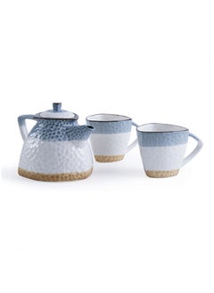 Buy Pinar 3-Piece Tea Set 750Ml -White & Grey in UAE