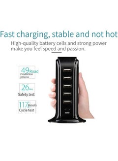 Buy M MIAOYAN 6 port USB smart desktop phone charger 5V4A fast multi-port charger 20W charger black in Saudi Arabia