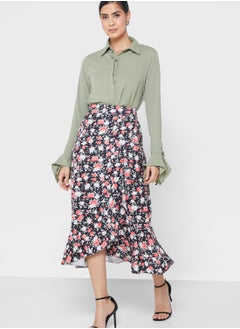 Buy Ruffled End Printed Skirt in Saudi Arabia