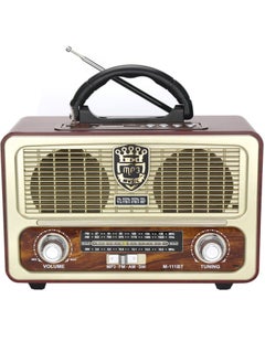 Buy M-111BT Portable Antique Radio Nostalgic Wooden Retro FM Radio With AM | FM | SW Band Frequency, USB | SD | TF Card Slot, AUX and Bluetooth Remote Modern Feature Vintage Radio in UAE