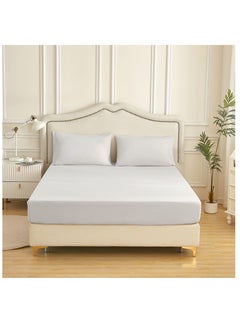 Buy Bedding Fitted Sheet Set 3-Pcs King Size Solid Soft & Silky Extra Deep Cooling Bed Sheet Brushed MIcrofiber , White in Saudi Arabia
