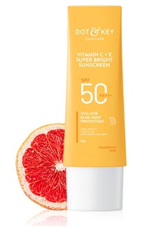 Buy Dot and Key Vitamin C and E Super Bright Sunscreen SPF 50 PA Enhances Skin Glow and Radiance 50 g in UAE