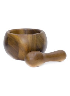 اشتري Wooden Mortar and Pestle Grinder for Spices Herbs and Kitchen Usage Handmade Mortar and Pestle Acacia Wood - AC1409 في الامارات