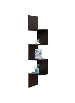 Buy FLOATING WALL SHELVES 4 TIER CORNER BLACK SIZE: 19.8X19.8X102.8CM in UAE