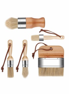 اشتري Chalk and Wax Paint Brushes, 5 Pieces Natural Bristles Wooden Handle DIY Painting and Waxing Brushes for Art Craft Wood Furniture Decor في السعودية