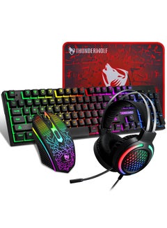 Buy TF400 Wired Rainbow RGB Backlit Gaming Keyboard Mice Set with RGB Lighting Headset and Anti-Slip Mousepad in UAE