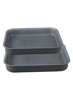 Buy 3-Piece Non Stick Coated Aluminium Round Cake Mould Tin Set Charcoal 2.5 mm 2017S-18 in Saudi Arabia