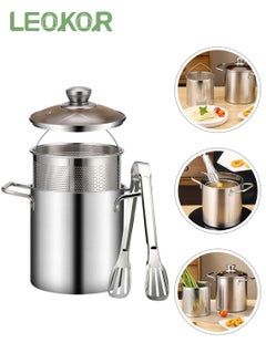 Buy Deep Fryer Pot, 304 Stainless Steel Household Deep Fry Pot with Oil Filter Mesh,Lid and Clip, Portable Heating Kitchen Cooking Tool, Camping Picnic in Saudi Arabia