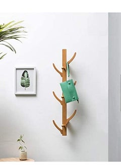 Buy Wood Wall Hanger Decor with Hooks, Coat Hat Clothes Hanger Stand Wall Mount Rack in UAE