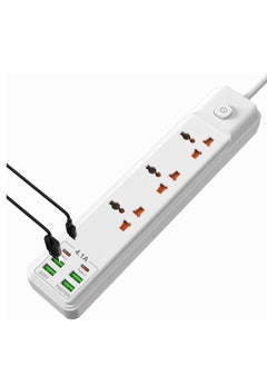 Buy Tycom Power Strip Surge Protector with USB- Extension Cord Flat Plug with Widely 3 AC Outlet and 6 USB, Small Desktop Station with 6 ft Power Cord, Compact Socket (3G4U2C-S50) in UAE