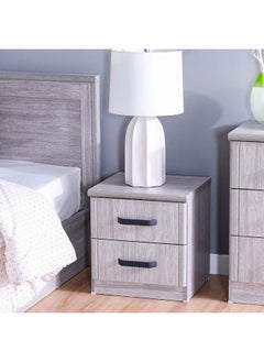 Buy Raymond Night Stand Set of 2 Multi Functional Bedside Table Space Saving Night Stand End Table Storage Furnitures For Bedroom L45xW43xH48 cm Grey Oak in UAE