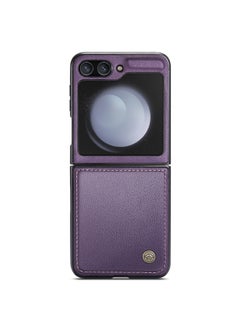 Buy Flip Wallet Case For Samsung Galaxy Z Flip 5 [RFID Blocking] PU Leather Wallet Flip Folio Case with Card Holder Kickstand Shockproof Phone Cover (Purple) in Egypt