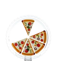 Buy Turkish glass serving dish with a printed pizza design size 38 cm in Saudi Arabia